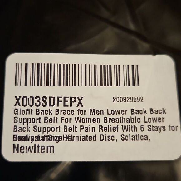Glofit Black Back Support Belt Men's XL NWT - Picture 4 of 7